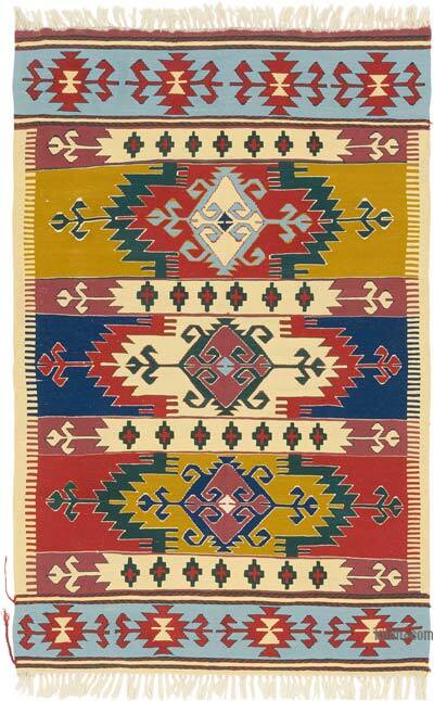 New Handwoven Turkish Kilim Rug - 3' 11" x 6' 2" (47" x 74")