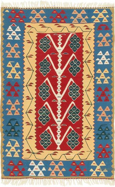 New Handwoven Turkish Kilim Rug - 3' 7" x 5' 5" (43" x 65")