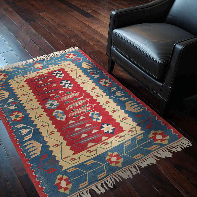 Yeni Kök Boya El Dokuma Kilim - 115 cm x 160 cm - K0080134
