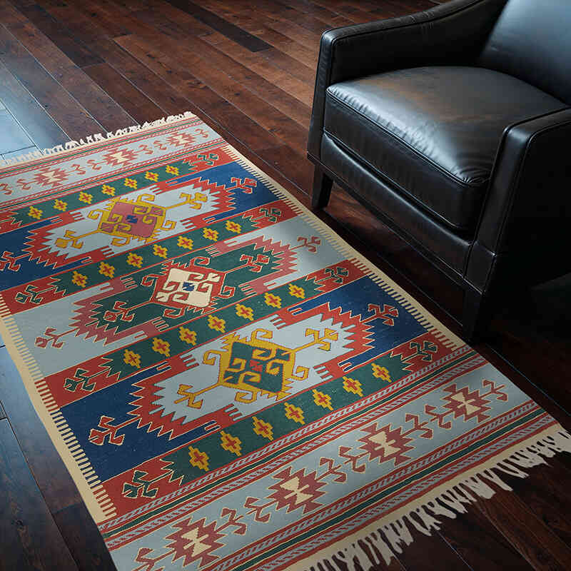 New Handwoven Turkish Kilim Rug - 3' 10" x 5' 11" (46" x 71") - K0080135