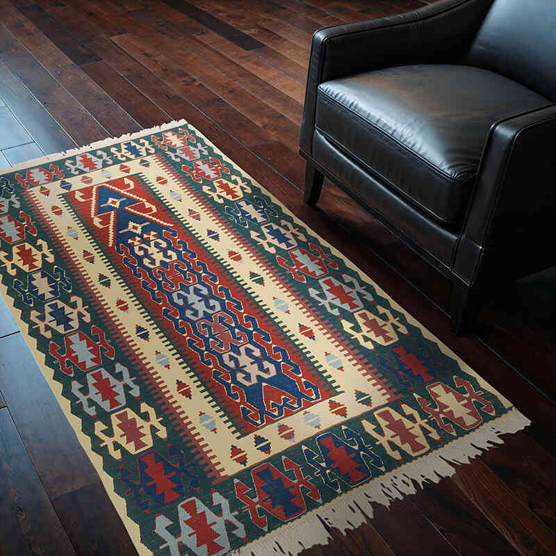 Yeni Kök Boya El Dokuma Kilim - 113 cm x 168 cm - K0080139