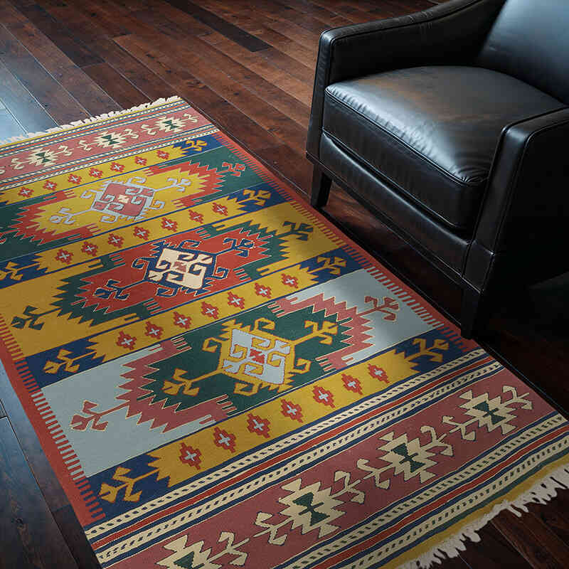 New Handwoven Turkish Kilim Rug - 3' 11" x 6' 4" (47" x 76") - K0080140
