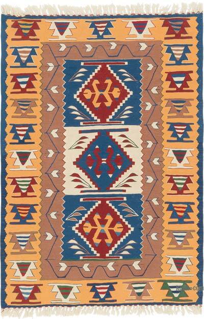New Handwoven Turkish Kilim Rug - 3' 8" x 5' 3" (44" x 63")