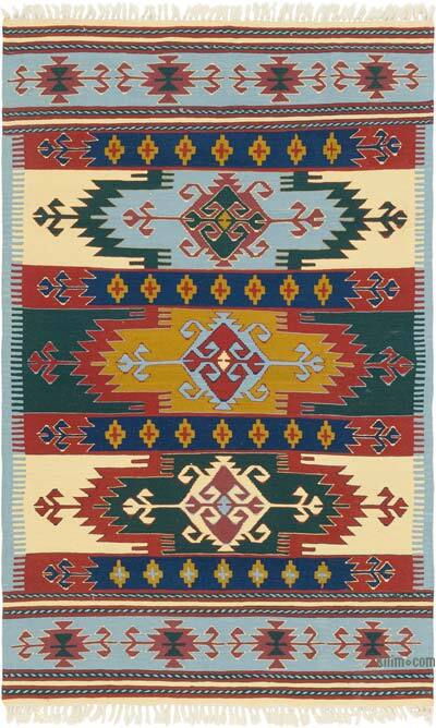 New Handwoven Turkish Kilim Rug - 3' 11" x 6' 3" (47" x 75")