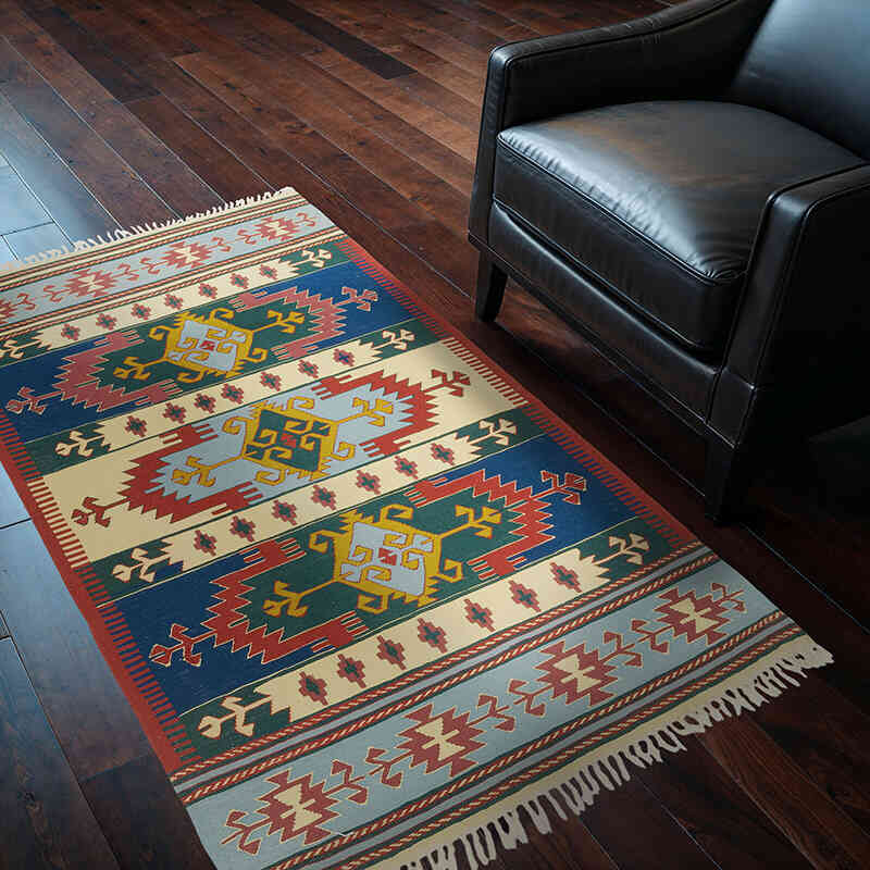 New Handwoven Turkish Kilim Rug - 3' 11" x 5' 9" (47" x 69") - K0080155