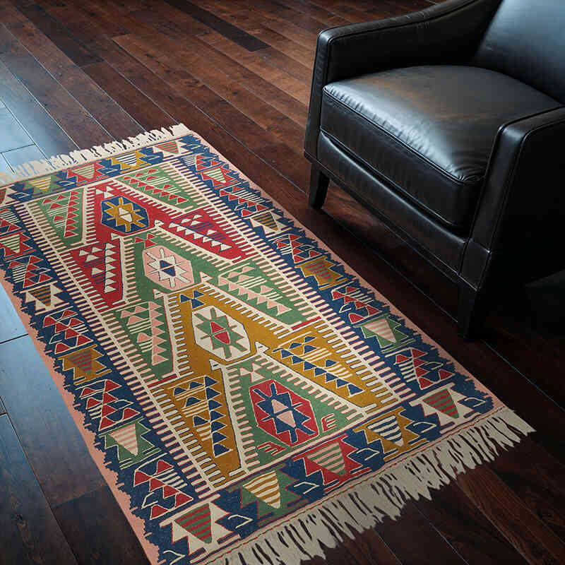 Yeni Kök Boya El Dokuma Kilim - 114 cm x 167 cm - K0080159