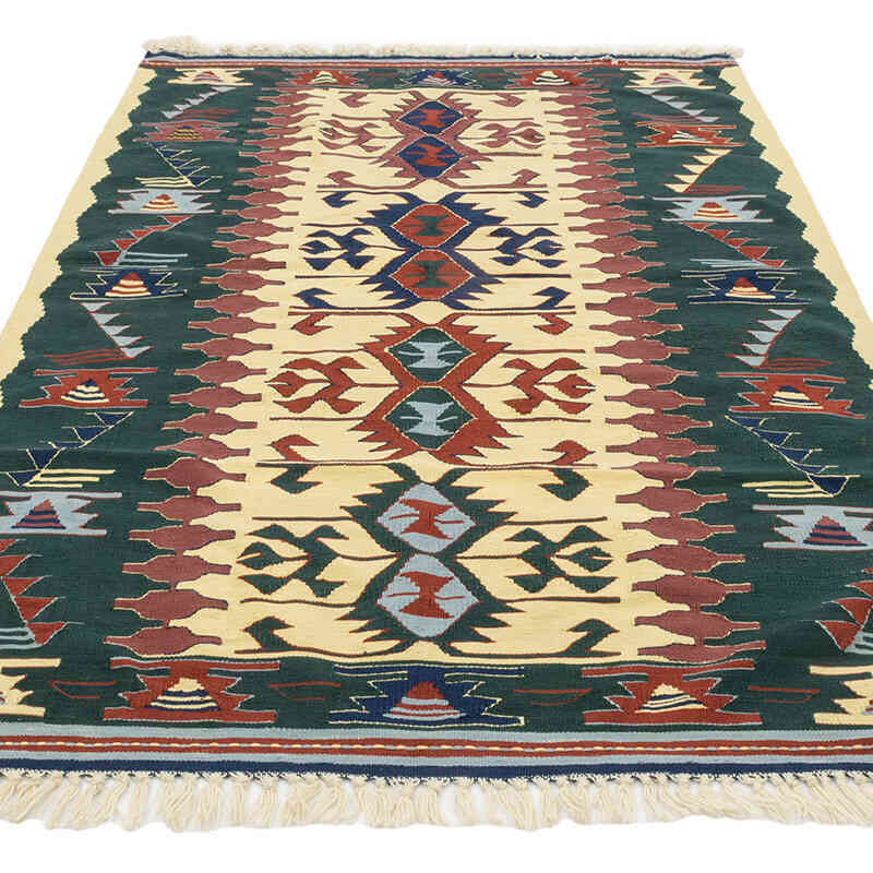 New Handwoven Turkish Kilim Rug - 4' 1" x 6'  (49" x 72") - K0080168