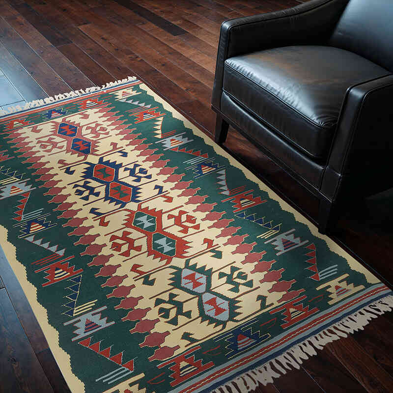 New Handwoven Turkish Kilim Rug - 4' 1" x 6'  (49" x 72") - K0080168