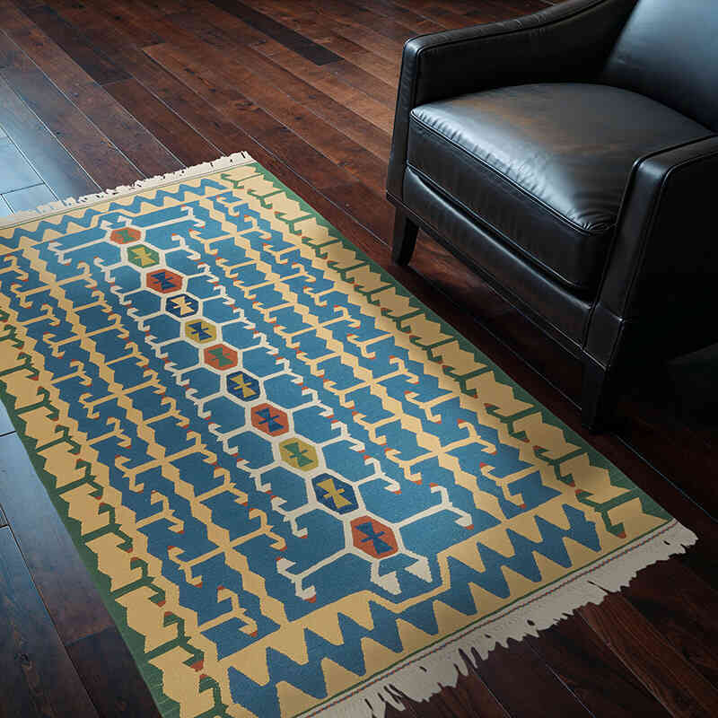 Yeni Kök Boya El Dokuma Kilim - 120 cm x 170 cm - K0080170