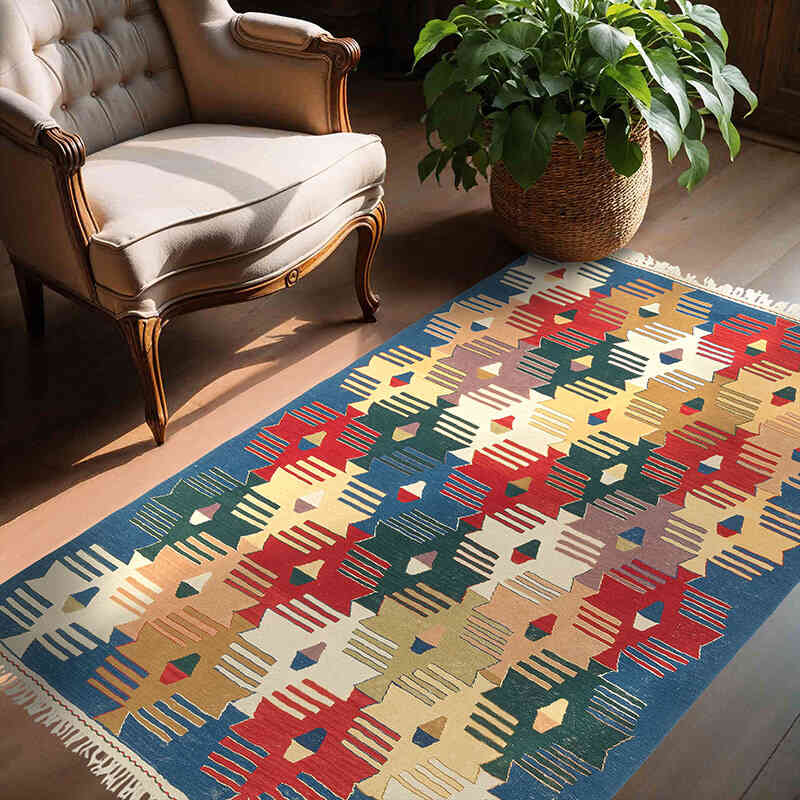 New Handwoven Turkish Kilim Rug - 4' 3" x 5' 10" (51" x 70") - K0080175