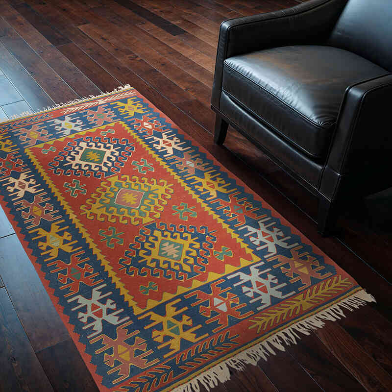 New Handwoven Turkish Kilim Rug - 3' 10" x 5' 9" (46" x 69") - K0080176