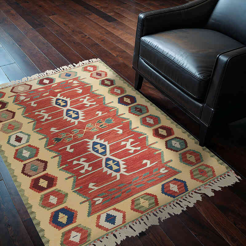 Nueva Alfombra Turca Kilim - 114 cm x 154 cm - K0080181