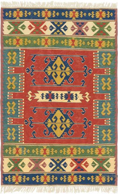 New Handwoven Turkish Kilim Rug - 3' 7" x 5' 7" (43" x 67")