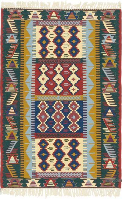 New Handwoven Turkish Kilim Rug - 3' 8" x 5' 5" (44" x 65")