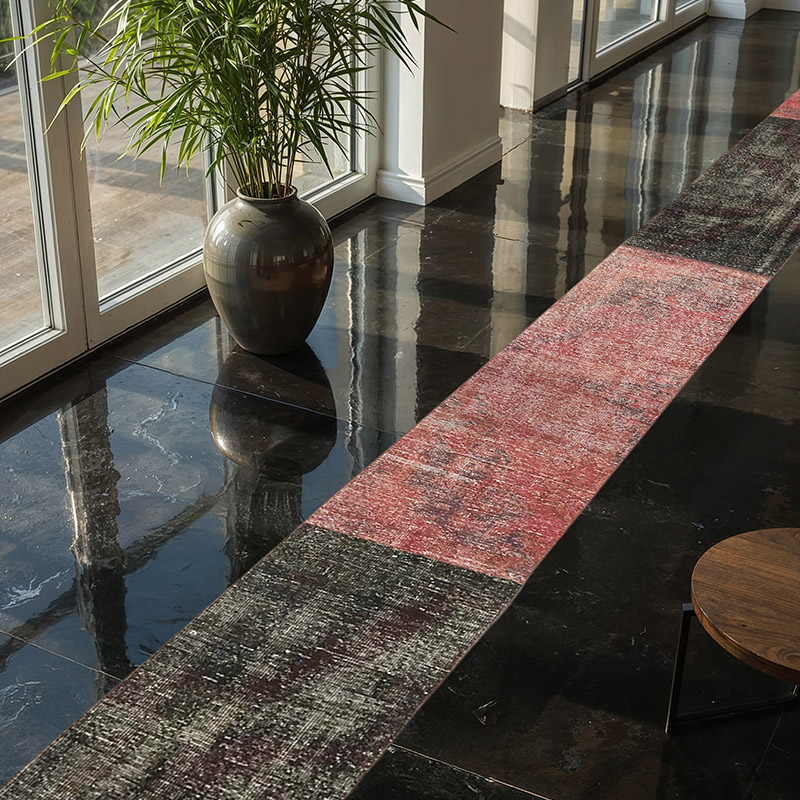 Alfombra de Pasillo Turca Vintage Sobreteñida - 63 cm x 835 cm - K0080217