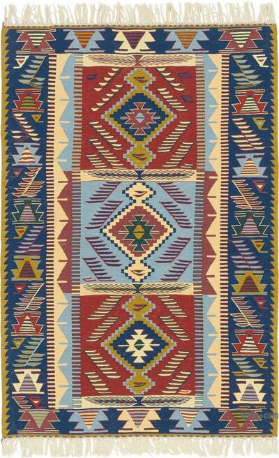 New Handwoven Turkish Kilim Rug - 3' 9" x 5' 7" (45" x 67")