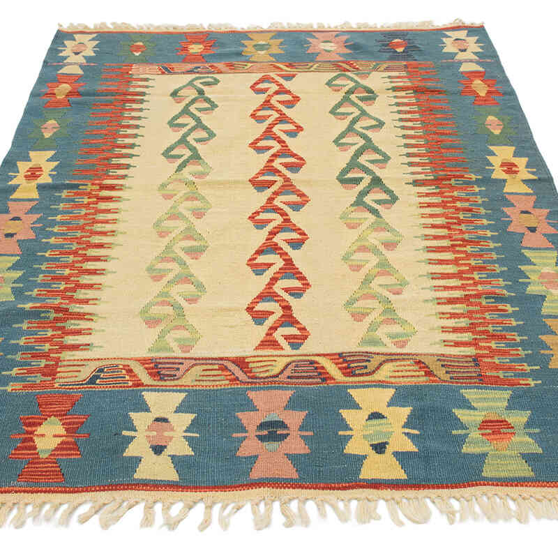 New Handwoven Turkish Kilim Rug - 3' 8" x 5' 5" (44" x 65") - K0080411