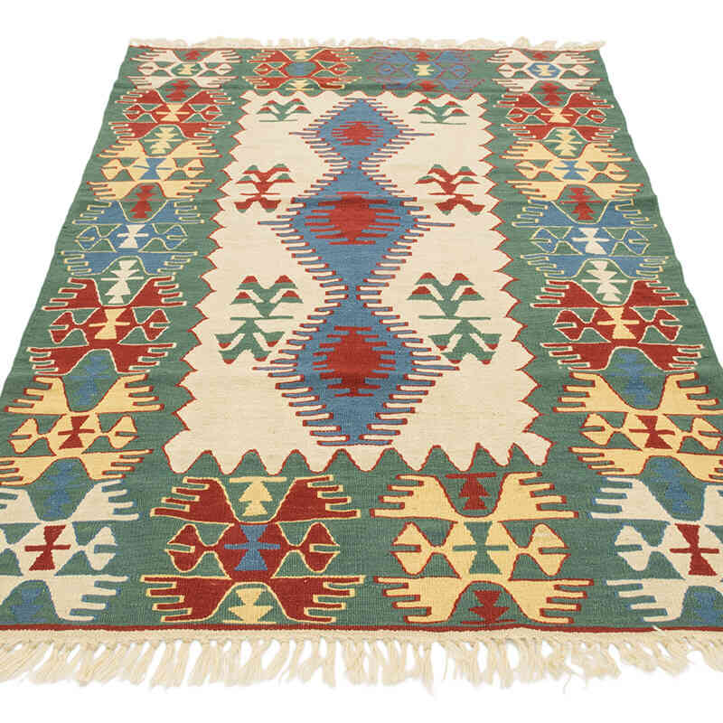 New Handwoven Turkish Kilim Rug - 4'  x 6'  (48" x 72") - K0080417