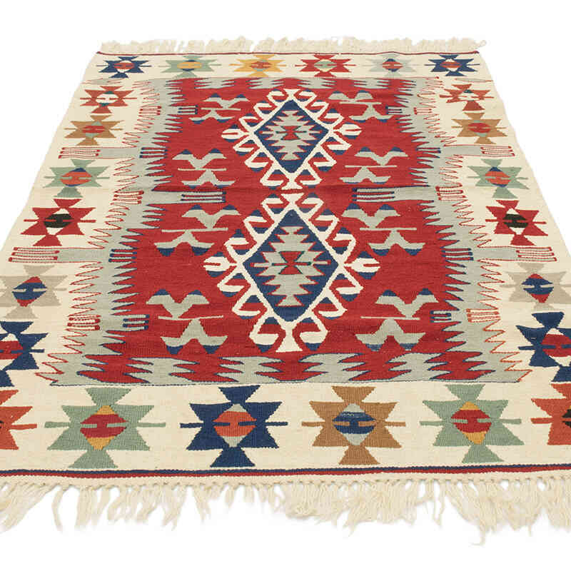 New Handwoven Turkish Kilim Rug - 3' 8" x 5' 5" (44" x 65") - K0080418