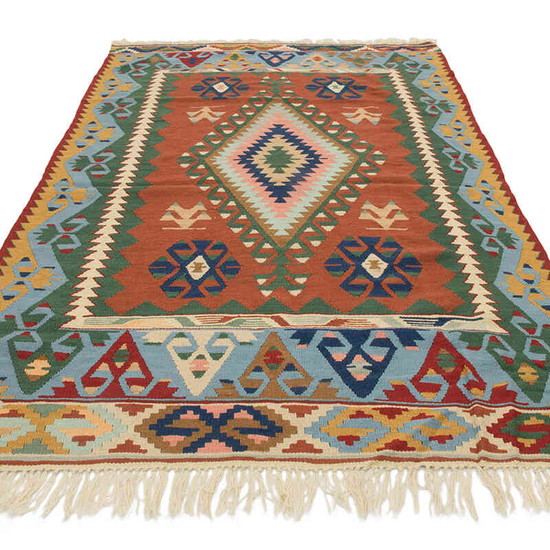 New Handwoven Turkish Kilim Rug - 4' 7" x 7' 5" (55" x 89") - K0080419