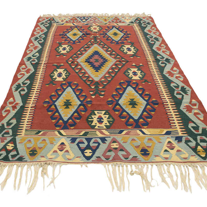 New Handwoven Turkish Kilim Rug - 4' 2" x 7'  (50" x 84") - K0080422