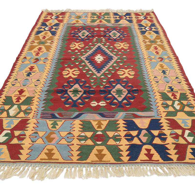 New Handwoven Turkish Kilim Rug - 4' 3" x 7' 5" (51" x 89") - K0080426