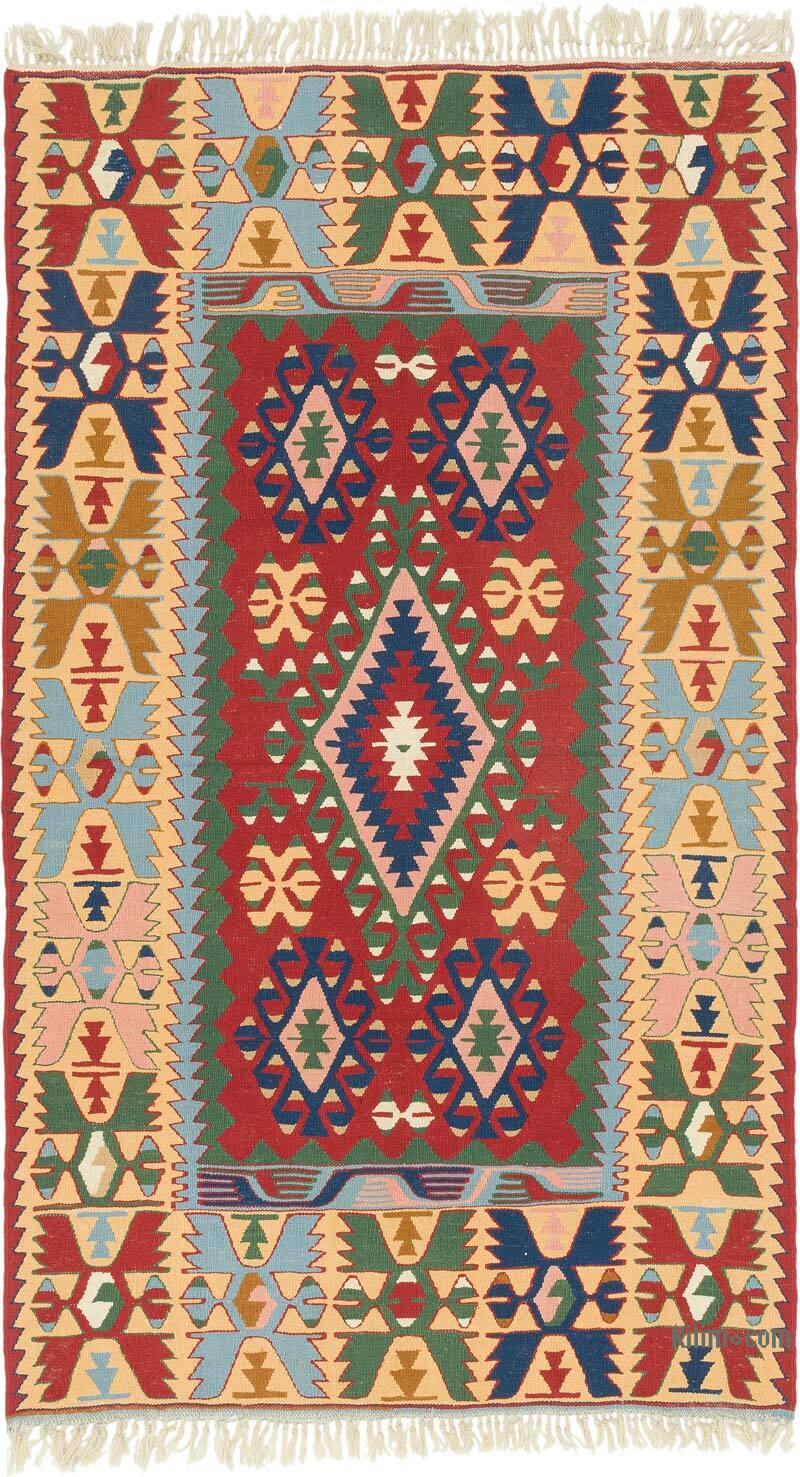 New Handwoven Turkish Kilim Rug - 4' 3" x 7' 5" (51" x 89") - K0080426