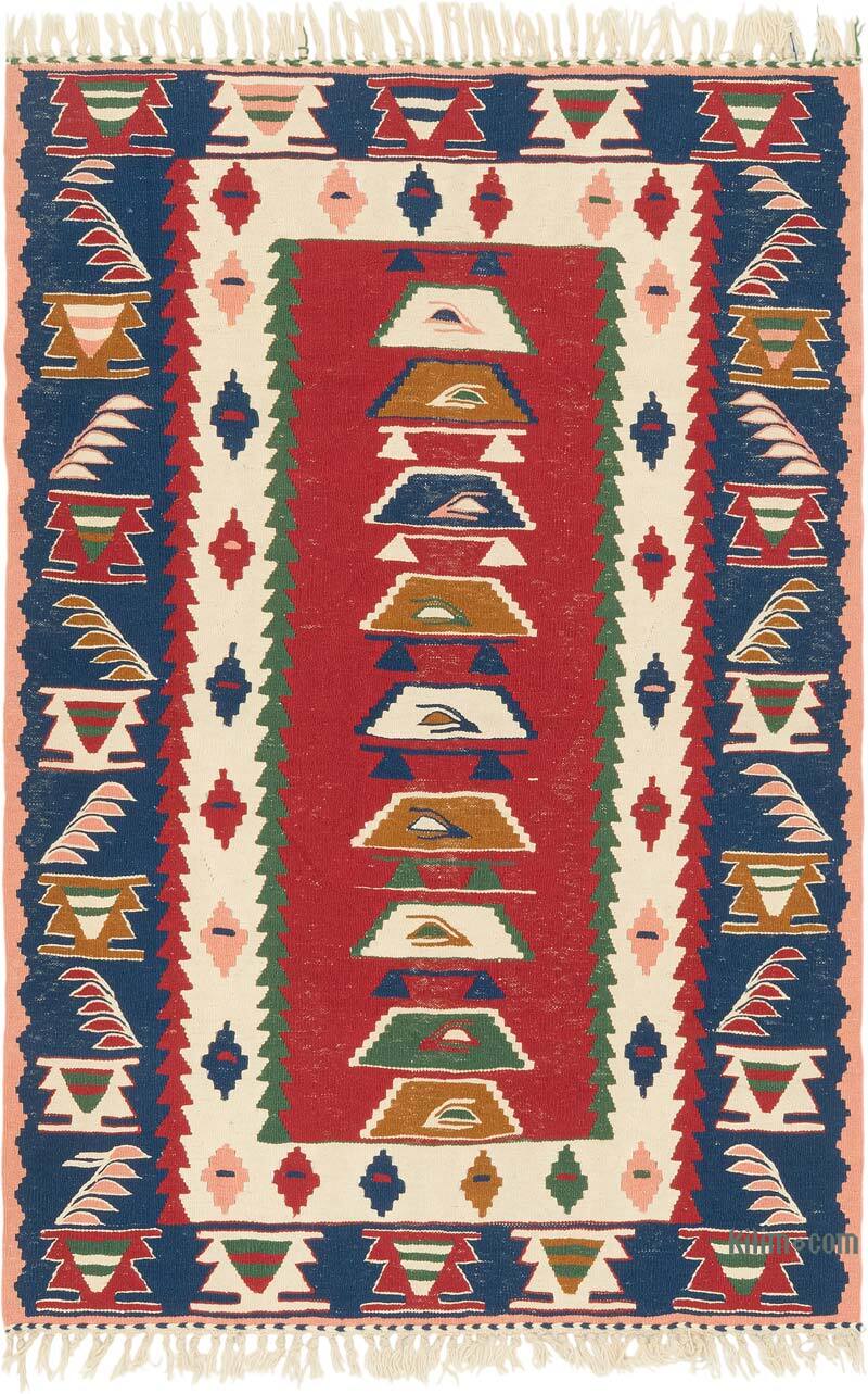 New Handwoven Turkish Kilim Rug - 3' 8" x 5' 5" (44" x 65") - K0080466