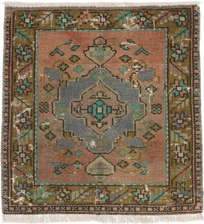 Vintage Turkish Hand-Knotted Rug - 1' 9" x 1' 10" (21" x 22")