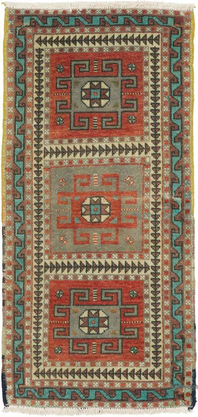 Vintage Turkish Hand-Knotted Rug - 1' 8" x 3' 6" (20" x 42")