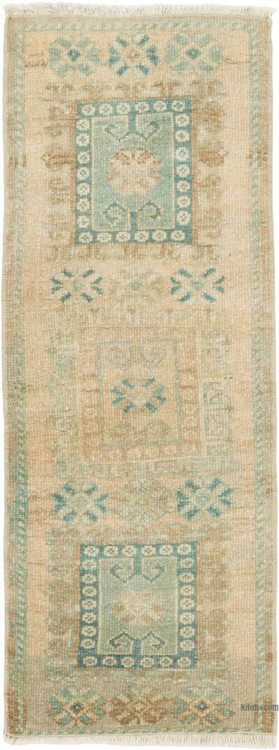 Alfombra Vintage Turca Anudada a Mano - 37 cm x 97 cm