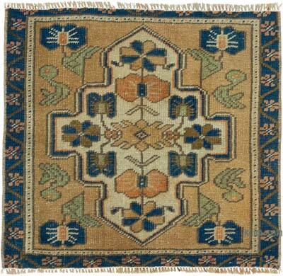 Vintage Turkish Hand-Knotted Rug - 1' 10" x 1' 9" (22" x 21")