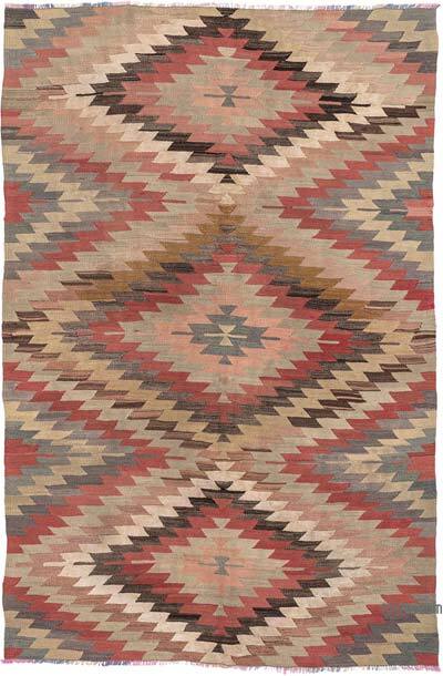 Vintage Afyon Kilim Rug - 5' 4" x 8' 1" (64" x 97")