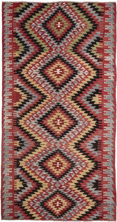 Vintage Oushak Kilim Rug - 5' 7" x 10' 8" (67" x 128")