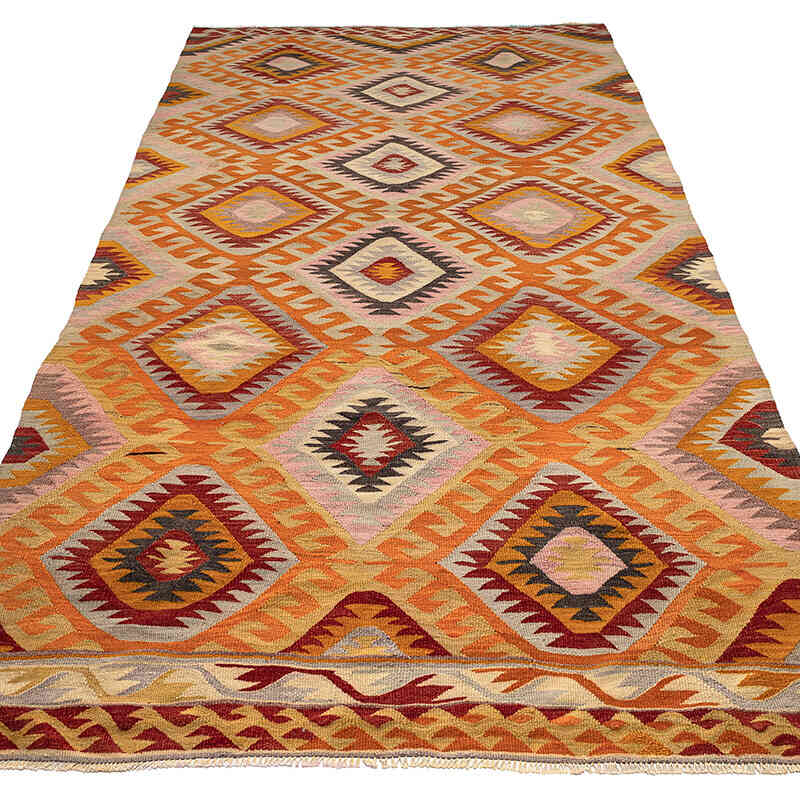 Vintage Afyon Kilim Rug - 5' 9" x 10' 2" (69" x 122") - K0080710