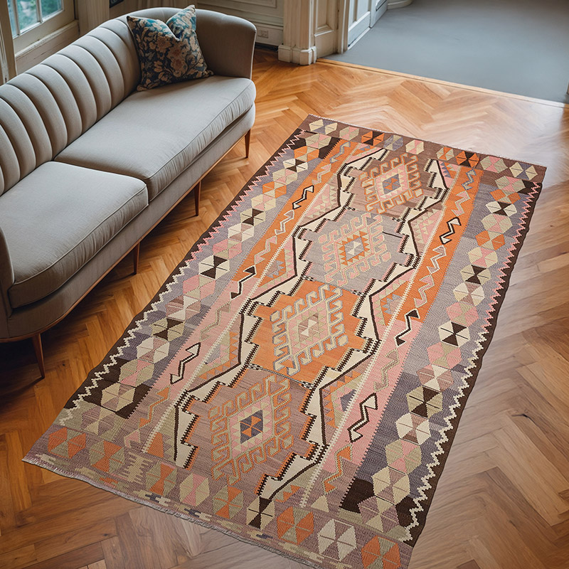 Vintage Adana Kilim Rug - 5' 4" x 9' 7" (64" x 115") - K0080721
