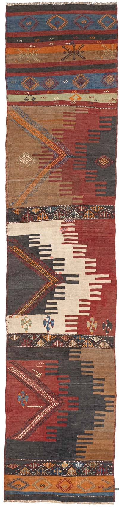 Vintage Sivas Kilim Runner - 2' 4" x 10' 7" (28" x 127")