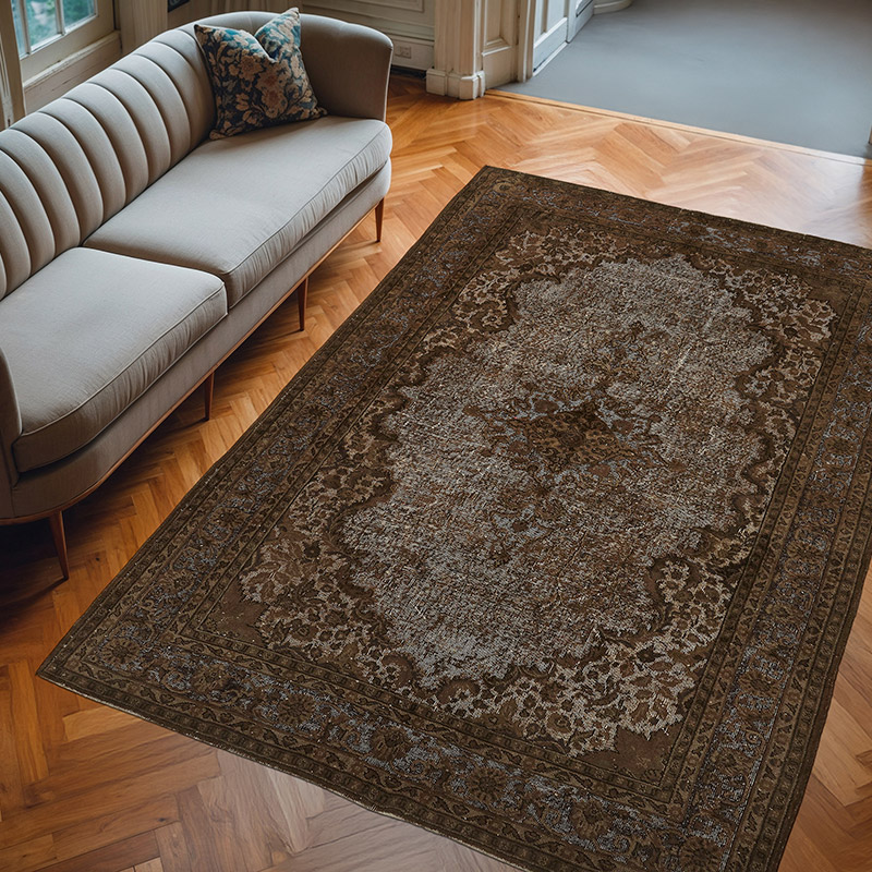 Hand Carved Over-Dyed Rug - 7' 2" x 10' 5" (86" x 125") - K0080739