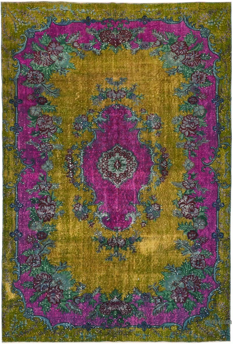 Hand Carved Over-Dyed Rug - 7' 2" x 10' 5" (86" x 125") - K0080745