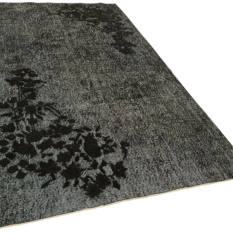 Negro Alfombra Tallada a Mano Sobre Teñida - 164 cm x 280 cm - K0080748