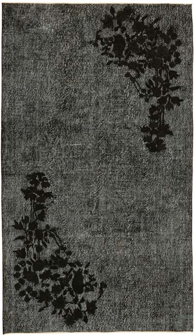 Black Hand Carved Over-Dyed Rug - 5' 5" x 9' 2" (65" x 110")