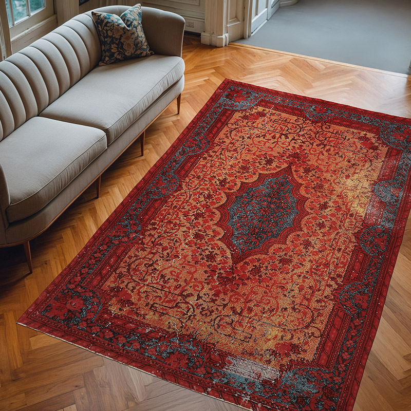 Hand Carved Over-Dyed Rug - 6' 9" x 10' 5" (81" x 125") - K0080764