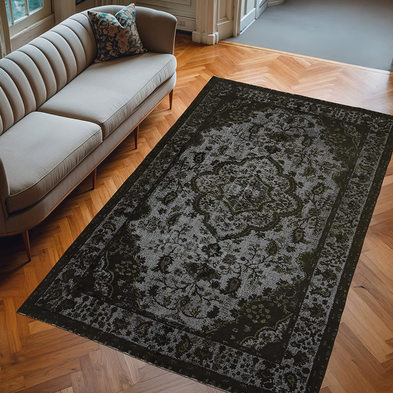 Hand Carved Over-Dyed Rug - 6' 5" x 10' 4" (77" x 124") - K0080777
