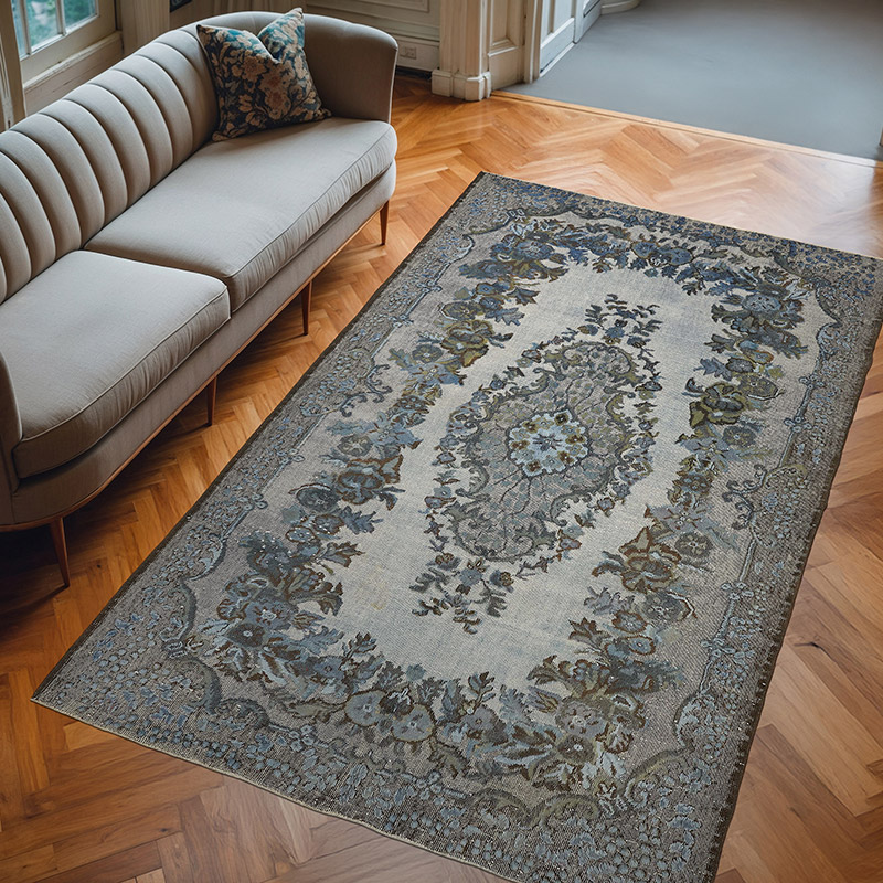 Hand Carved Over-Dyed Rug - 6' 2" x 10'  (74" x 120") - K0080779