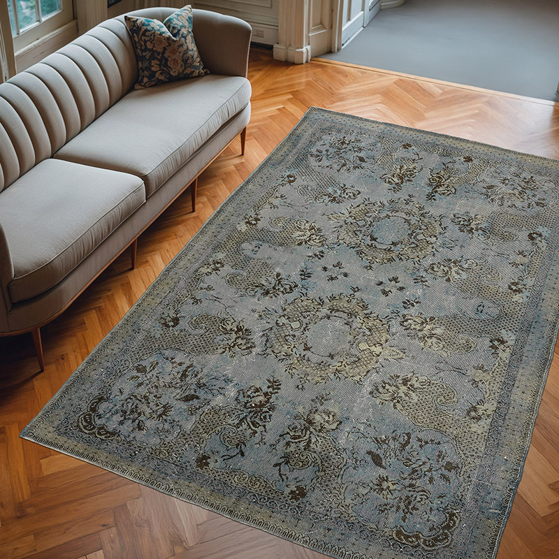 Hand Carved Over-Dyed Rug - 6' 5" x 9' 5" (77" x 113") - K0080780