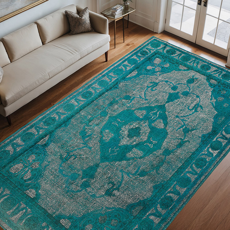 Hand Carved Over-Dyed Rug - 7' 4" x 11' 9" (88" x 141") - K0080785