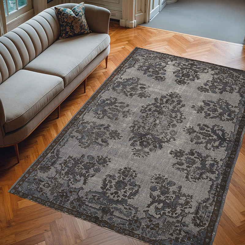 Hand Carved Over-Dyed Rug - 6' 5" x 9' 2" (77" x 110") - K0080801