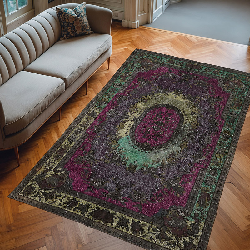 Hand Carved Over-Dyed Rug - 6'  x 9' 8" (72" x 116") - K0080823
