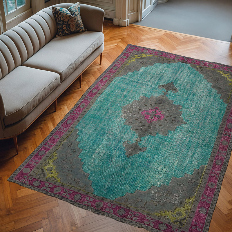 Hand Carved Over-Dyed Rug - 7' 1" x 10'  (85" x 120") - K0080827