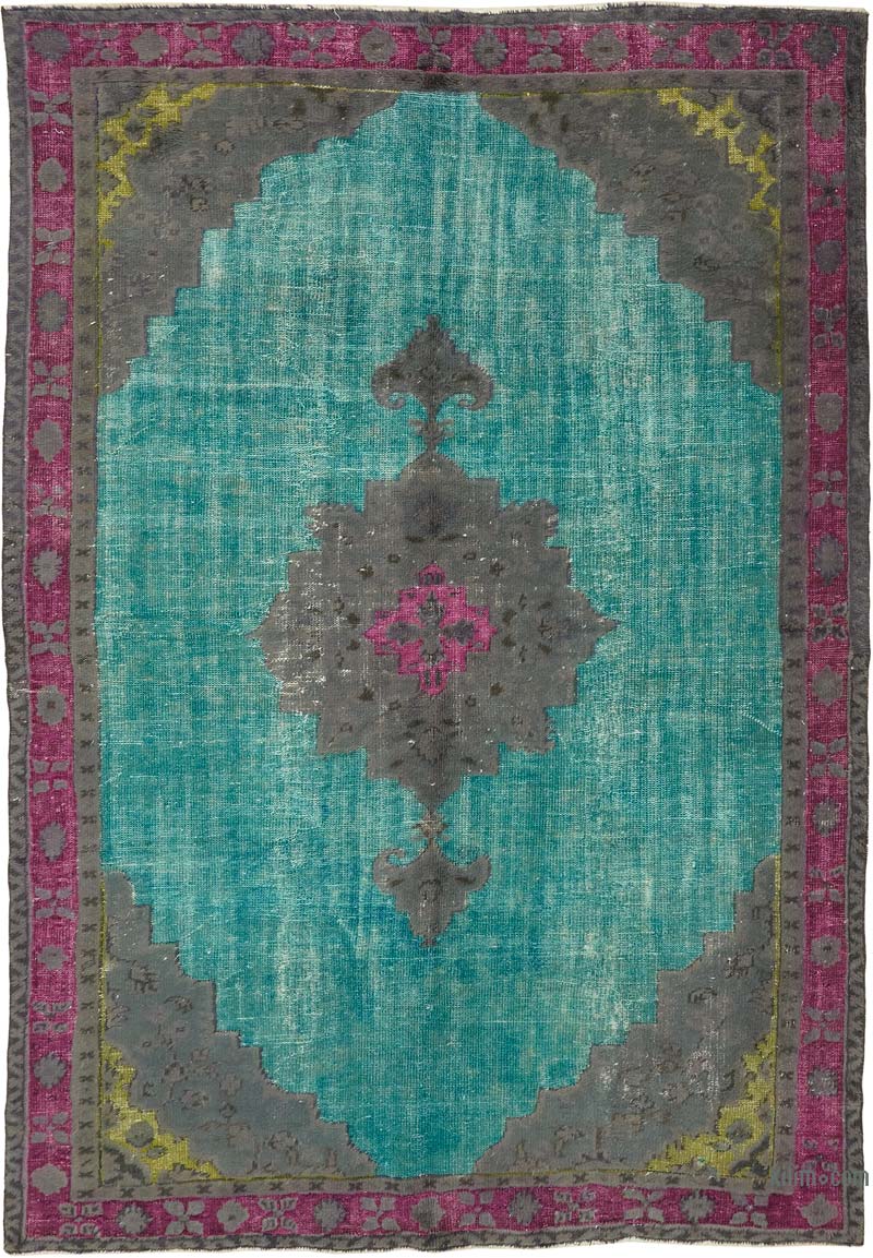 Hand Carved Over-Dyed Rug - 7' 1" x 10'  (85" x 120") - K0080827